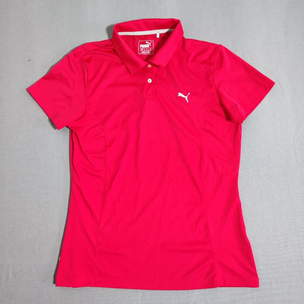 Puma Golf Polo shirt women's size M pink colour 1/4 button up neck short sleeve